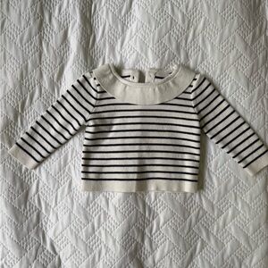 Jacadi Navy and White Striped Baby Sweater